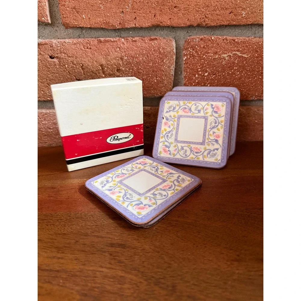 Pimpernel China Rose Set of 6 Coasters, Lavender Floral Pattern